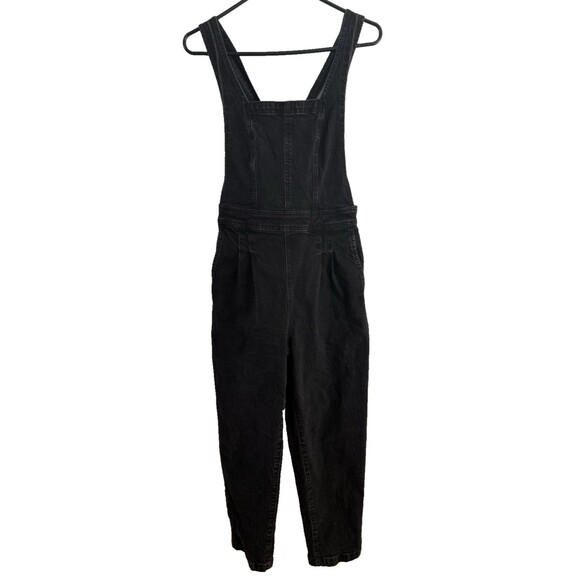 Madewell Tapered Black Denim Overalls Women Size 2 Clybourn Wash Crisscross Back - Picture 2 of 16